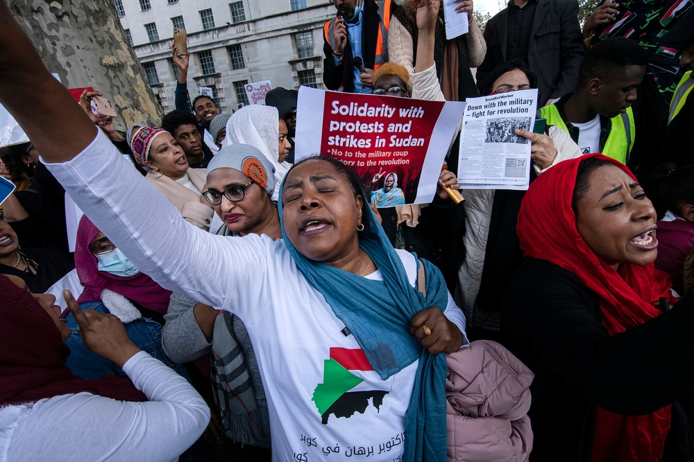 People protesting in solidarity with Sudan